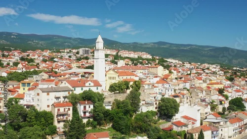 Aerial view of town of Novi Vinodolski, Kvarner bay in Croatia
