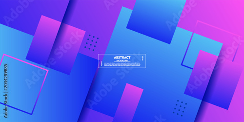 Bright and colorful abstract geometric background with a blue and pink gradient color combination. A simple pattern of colored squares on the background. Vector Eps10