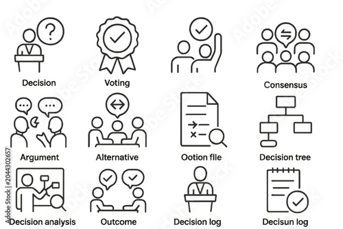 Icons of decision-making: voting, argument, outcome, and more