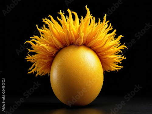 Vibrant yellow spiky fruit isolated on black background with dramatic lighting