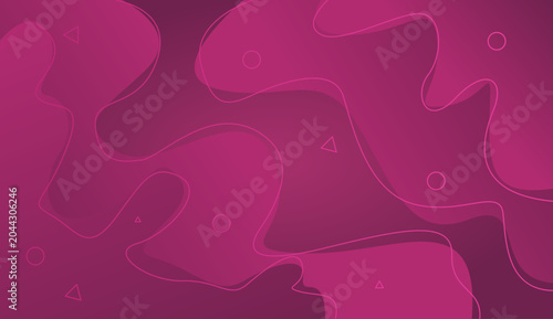 Abstract magenta fluid wave background with geometric shapes