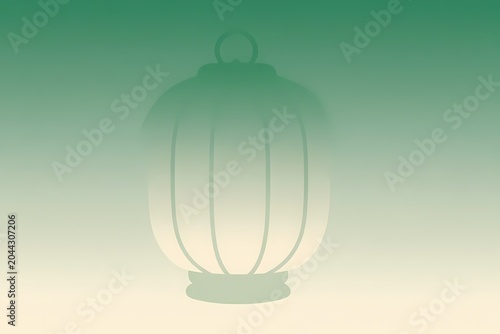 A layered petal lantern gradient illustration background blending spruce green into pale almond