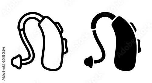 Hearing Aid Icons, Audio Device Vector Graphics, Sound Amplification Symbols