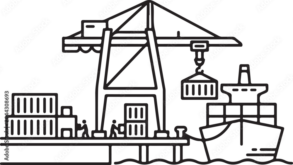 Naklejka premium Seaport Warehouse Logistics Icon