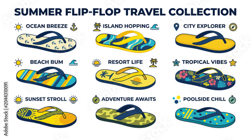 Foto Summer Flip-Flop Travel Collection: Beach, Island, City, Resort, Tropical, Sunse