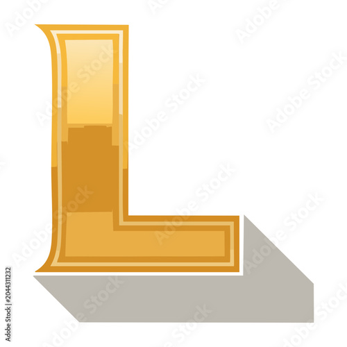 Golden Letter L with Shadow