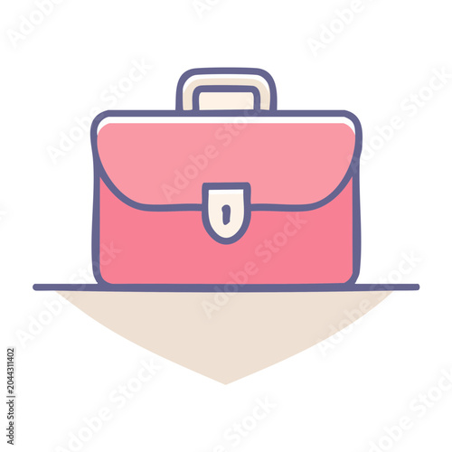 Pink briefcase icon with flat design style