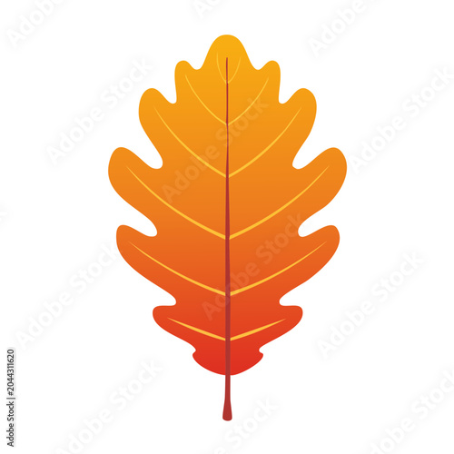 Stylized oak leaf with autumn colors