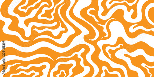 Abstract, seamless orange curved line pattern. Designed for gift wrapping or wallpaper. Vector illustration.