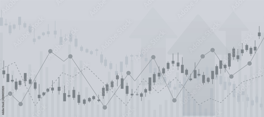 Fototapeta premium Line chart and candle stick gradient background