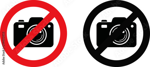 No photography allowed signs with camera icons