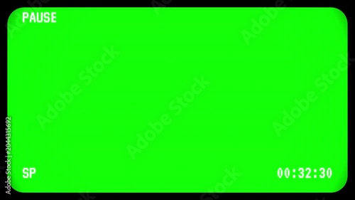 Retro VHS pause screen with chroma key green background. 4K Video