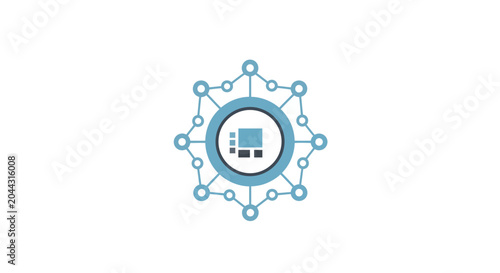 Blue Network Hub Icon Design.