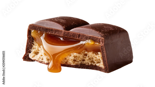 фотографія Chocolate bar with gooey caramel and nougat filling