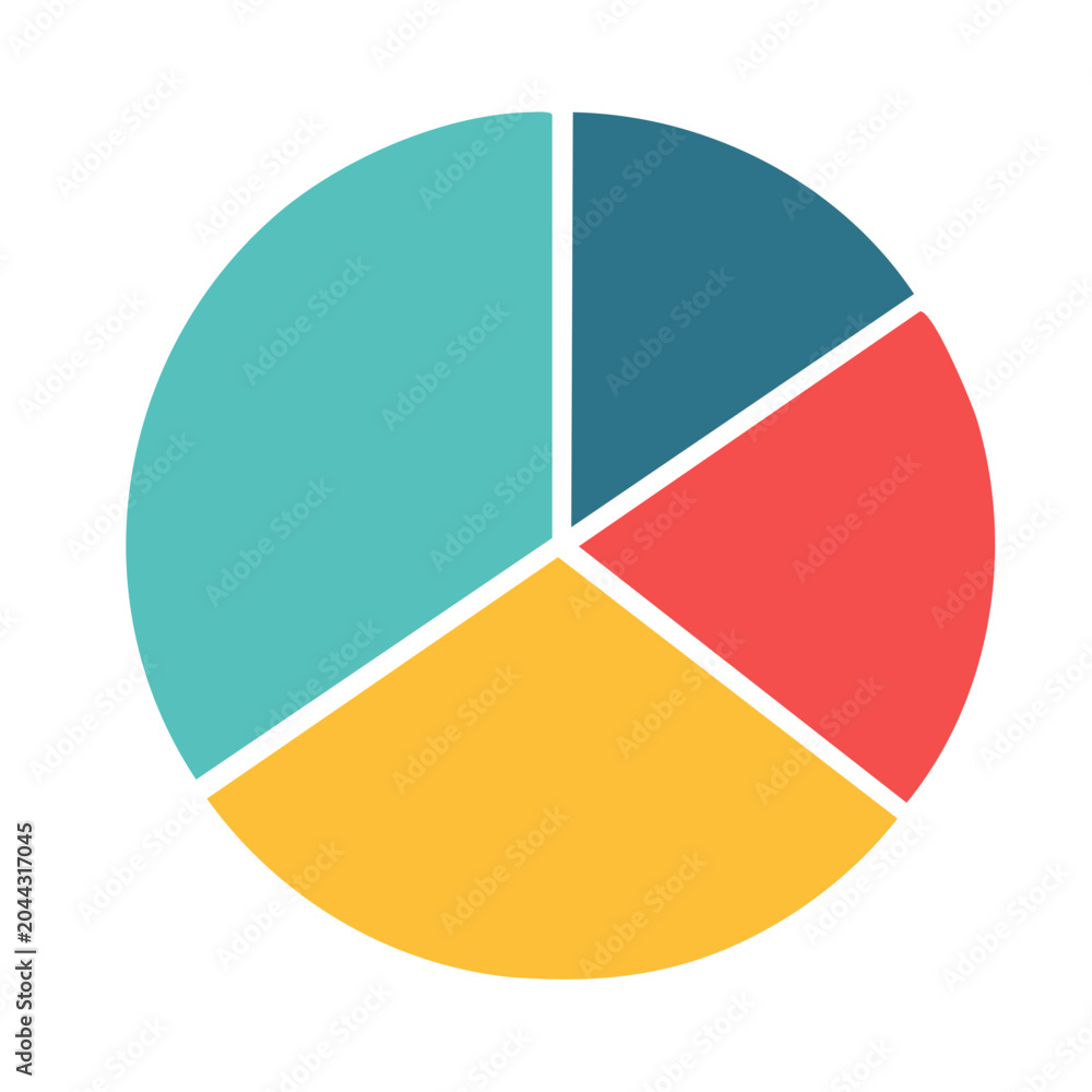 Fototapeta premium Flat design pie chart with four segments