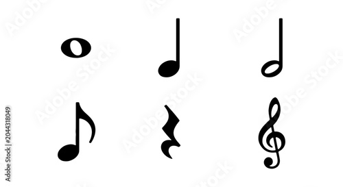 Photography Musical Notes Collection, Treble Clef, Eighth Notes, Rest Symbols, Vector Icons