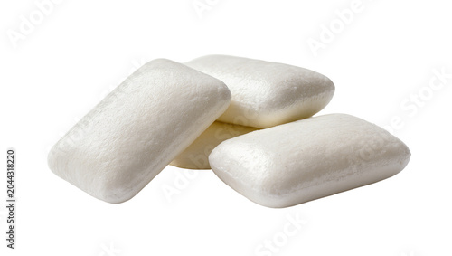 Canvas Print Four white rectangular chewing gum pieces stacked
