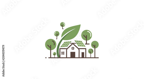 Eco friendly house with green roof.