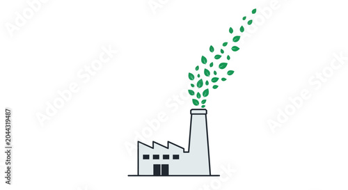 Eco friendly factory with green smoke.