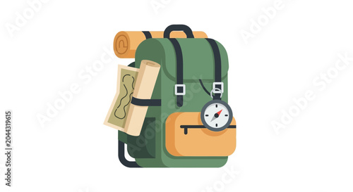 Green and orange hiking backpack luggage.