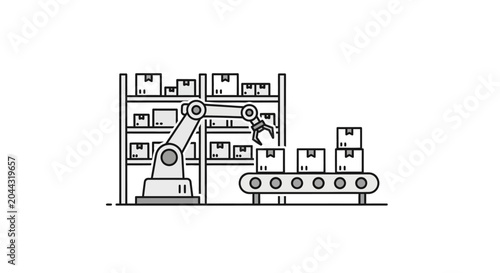 Industrial robotic arm in factory setting.