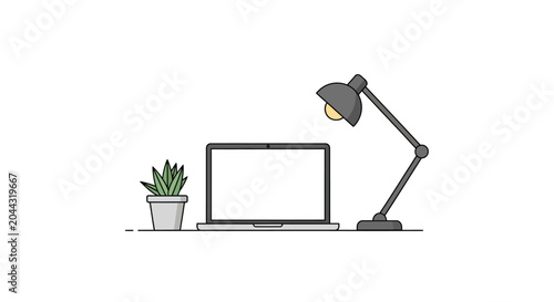 Laptop Computer on a Desk Surface.