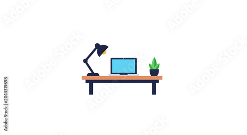 Laptop on a wooden office desk.