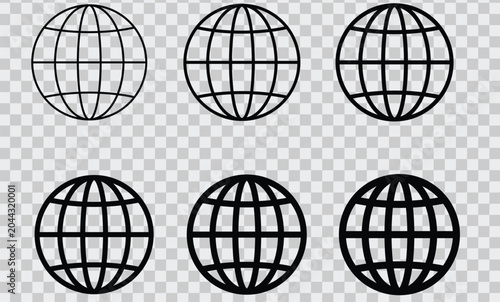 Globe collection with world, internet and global network vector designs