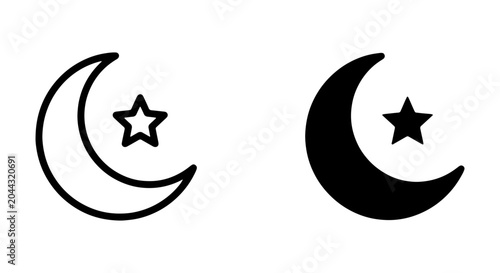 Obraz na płótnie Moon and Star Icons, Celestial Symbols, Night Sky Graphics, Islamic Art Elements