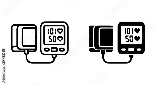 Foto Blood Pressure Monitor Icons, Medical Device Vector Graphics, Health Check Equip