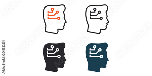 Foto wit icons outline and Flat Style,transparent background