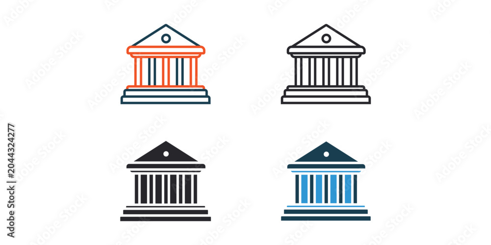 Fototapeta premium architecture icons outline and Flat Style,transparent background.