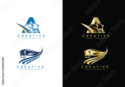 Bus or Coach Vehicle logo design, Travel bus logo vector design 