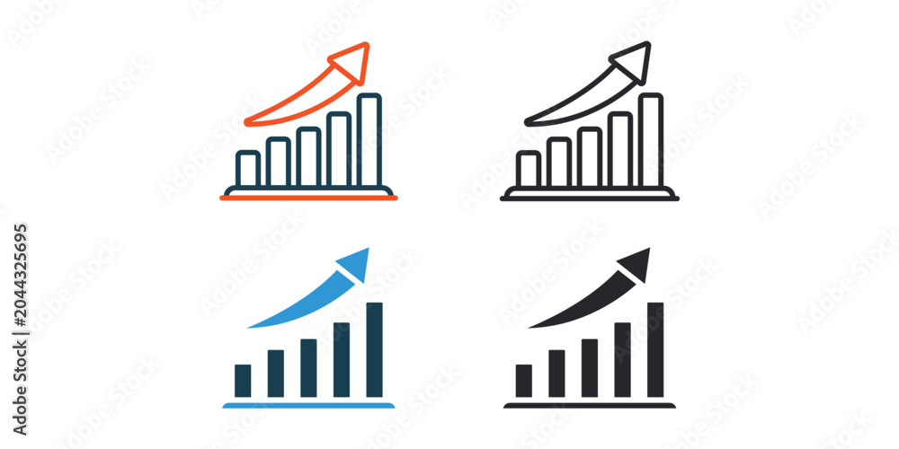 Obraz premium growth icons outline and Flat Style,transparent background