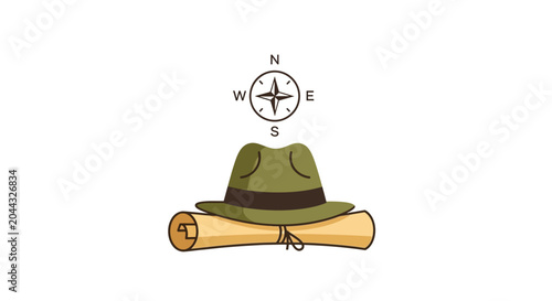 Green Safari Hat with Compass.