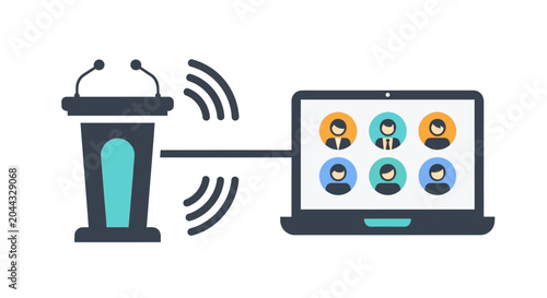 Laptop connected to a podium online.