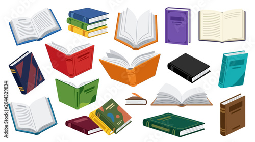 Foto A collection of colorful book illustrations.