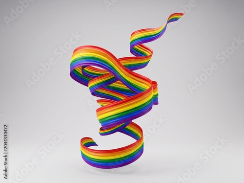 Vibrant multicolor curling ribbon in dynamic spiral motion against neutral background
