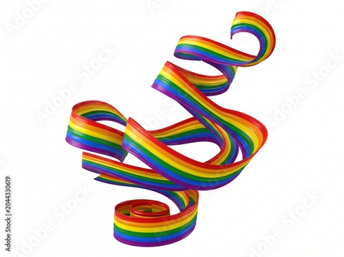 Colorful Swirling Ribbon in Dynamic Motion Against White Background
