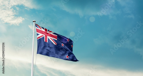 Foto New Zealand national flag fluttering