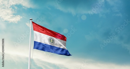 Obraz na płótnie Paraguay national flag fluttering