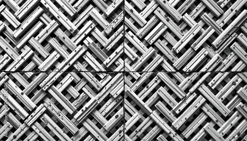 A woven fabric with an intricate pattern of metal plates or strands.