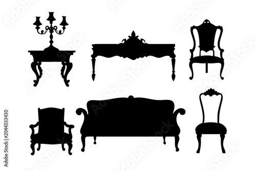 Foto Set of vintage furniture silhouettes