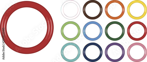 Bild auf Leinwand Colorful round frame vector set featuring glossy circle borders in various vibra