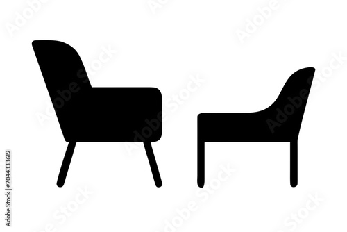 Silhouette of two different modern armchairs