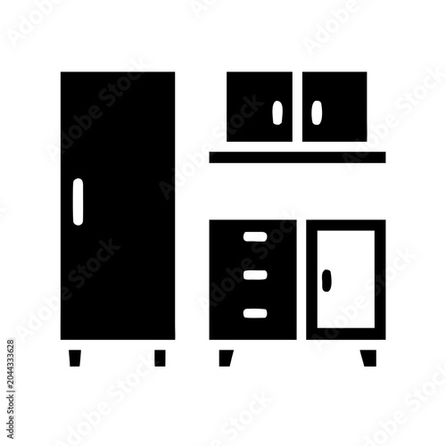Furniture set icon, wardrobe and kitchen cabinets
