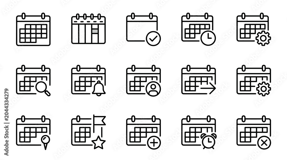 Fototapeta premium Calendar icons for planning and organization.
