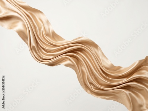 Elegant Champagne Gold Silk Fabric Flowing in Soft Light with Luxurious Texture