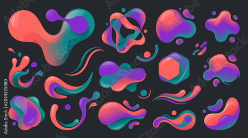 Colorful abstract sea wave pattern with fish, bubbles, flowers and decorative watercolor style background wallpaper