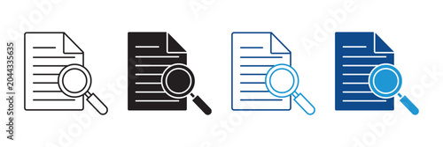 Fotografija Search Document Icon Set Vector Flat and outline Design Office Research Collecti